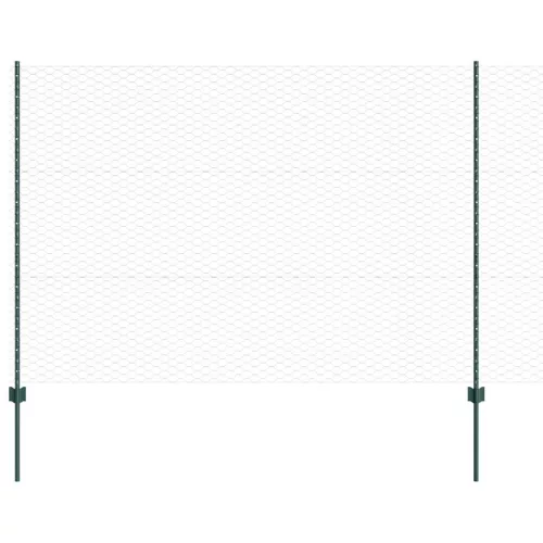  Kerítés oszlopokkal Zöld 1,5 x 25 m Acél