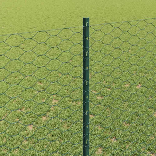  Kerítés oszlopokkal Zöld 1,5 x 25 m Acél
