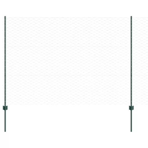  Kerítés oszlopokkal Zöld 1,5 x 25 m Acél