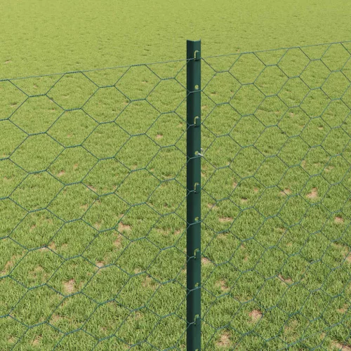  Kerítés oszlopokkal Zöld 1,5 x 25 m Acél
