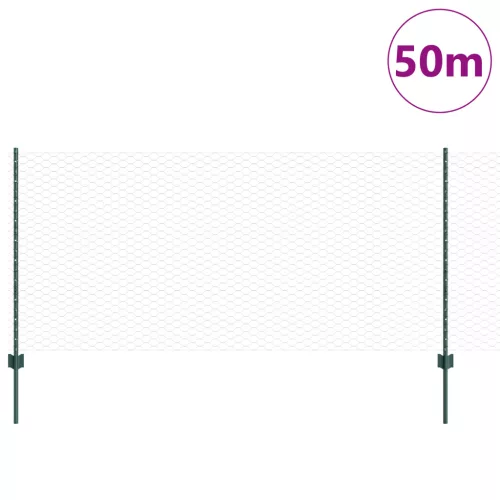  Kerítés Oszlopok 11 db U-csatornai Zöld 100 cm Acél