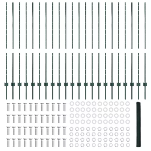  Kerítés Rúd 11 db U-csatorna Zöld 140 cm Acél