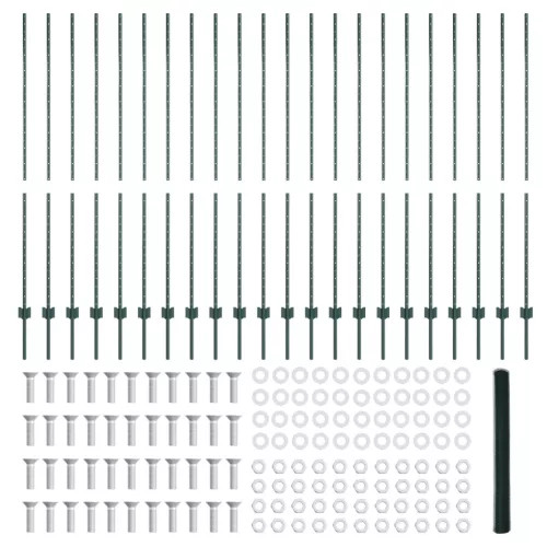  Kerítésoszlop 11 db U-csatorna Zöld 160 cm Acél