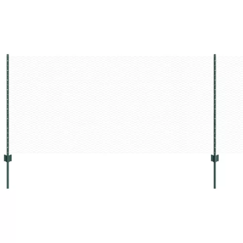  Kerítésoszlopok 11 db U-Channel Zöld 100 cm Acél