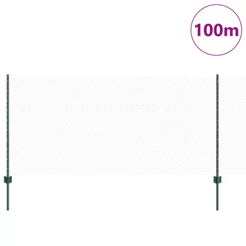  Kerítésoszlopok 11 db U-Channel Zöld 100 cm Acél