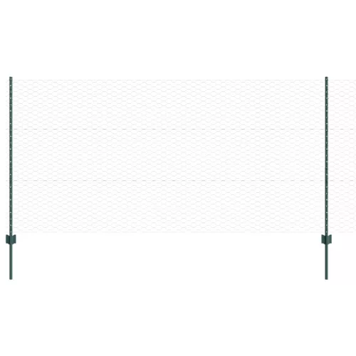  Kerítésoszlopok 11 db U-csatorna Zöld 120 cm Acél