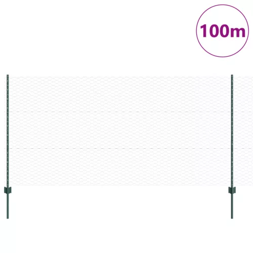  Kerítésoszlopok 11 db U-csatorna Zöld 120 cm Acél