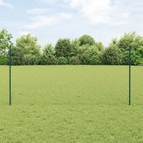  Kerítésoszlopok 11 db U-alakú Zöld 120 cm Acél