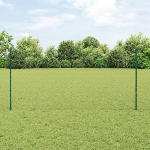  Kerítésoszlopok 11 db U-alakú Zöld 120 cm Acél