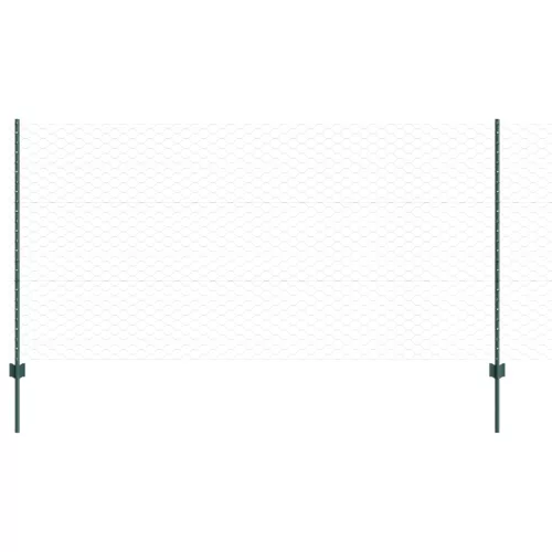  Kerítésoszlopok 11 db U-alakú Zöld 120 cm Acél
