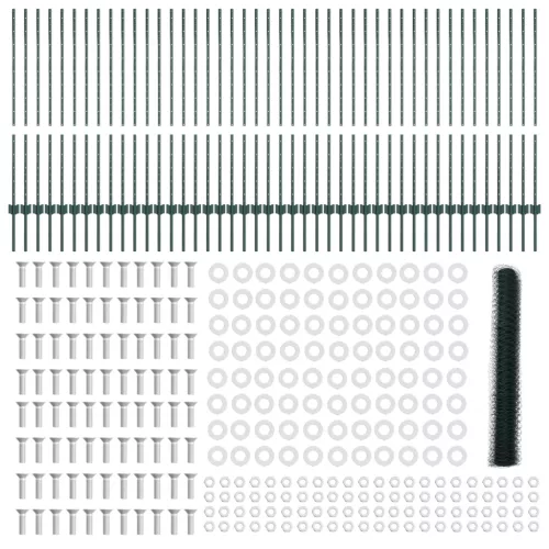  Kerítésoszlopok 11 db U-alakú Zöld 120 cm Acél