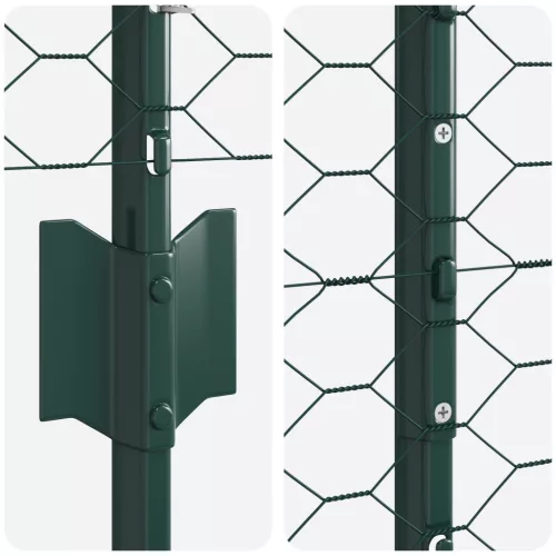  Kerítésoszlopok 11 db U-alakú Zöld 120 cm Acél