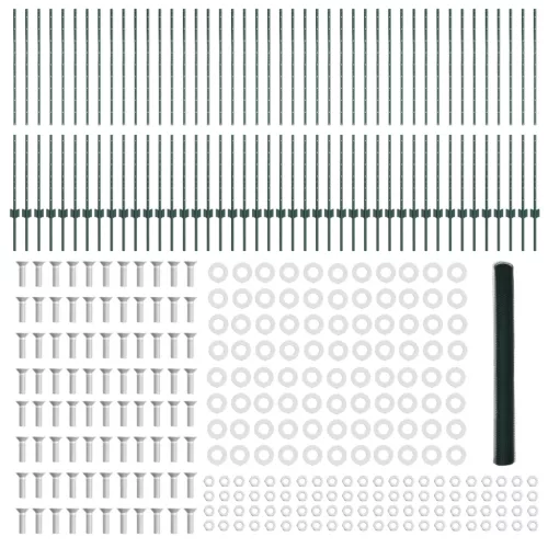  Kerítéselemek 11 db U-Channel Zöld 140 cm Acél