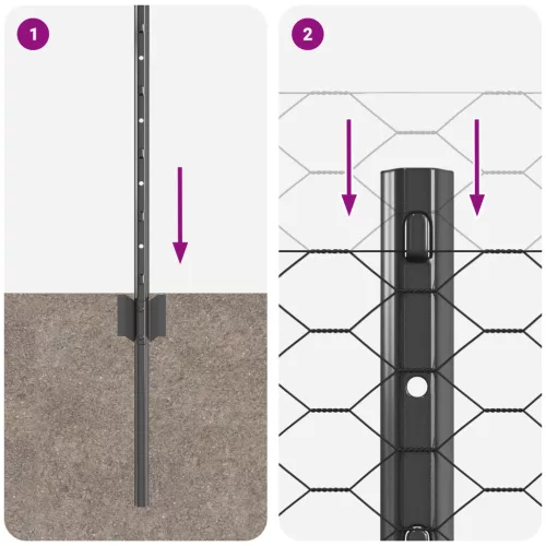  Kerítés Oszlopok 5 db U-Channel Szürke 80 cm Acél