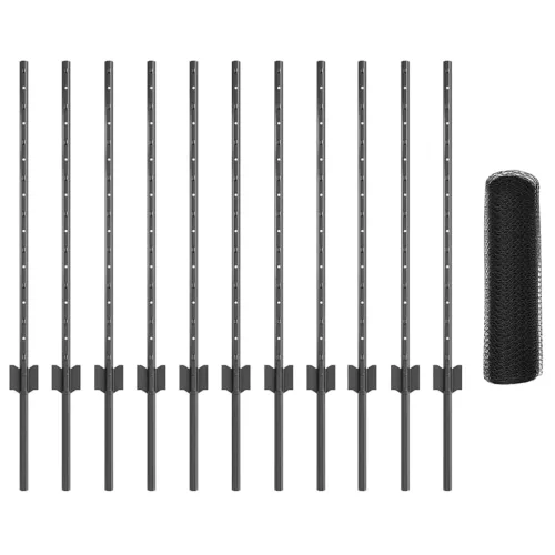  Kerítés oszlopokkal Szürke 0.8 x 10 m Acél