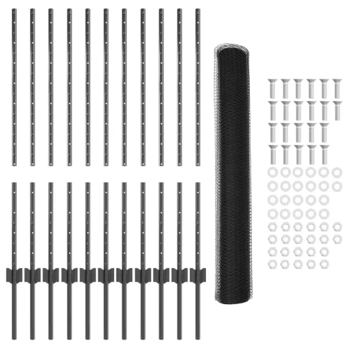 Kertkerítés Készlet 2 db Szürke Fém 25 x 1 m Tartós