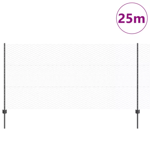  Fém Kertkerítés Szett 2-es Csomag Szürke, Fekete Fém 25 x 1.2 m
