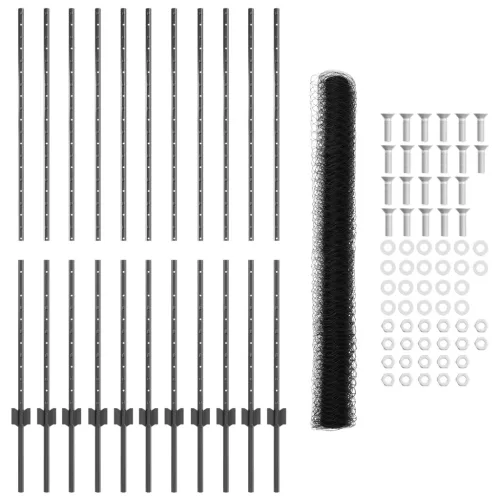  Kerítéstartók 22 db U-csatorna Szürke 140 cm Acél
