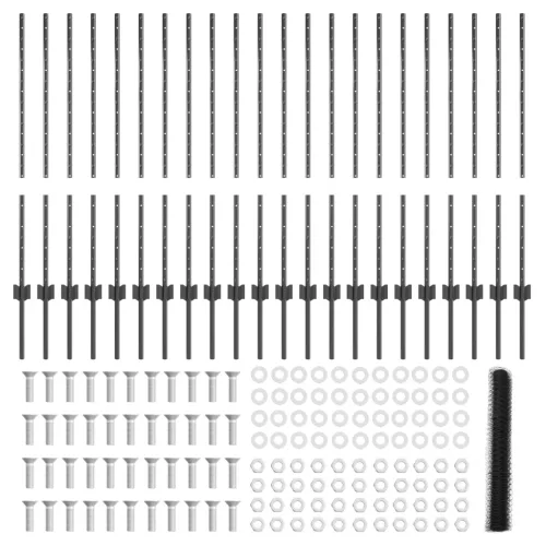  Kerítés Oszlopok 22 db U-Csatorna Szürke 100 cm Acél