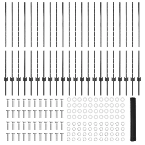  Kerítésoszlopok 22 db U-csatorna Szürke 120 cm Acél