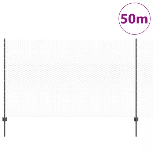  22 db U-csatornás kerítésoszlop Szürke 140 cm Acél