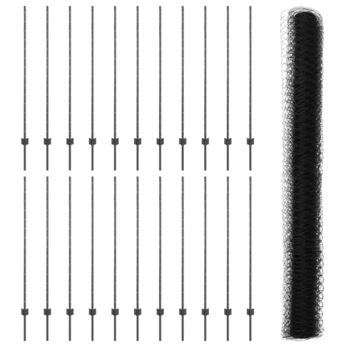 22 db U-csatornás kerítésoszlop Szürke 140 cm Acél