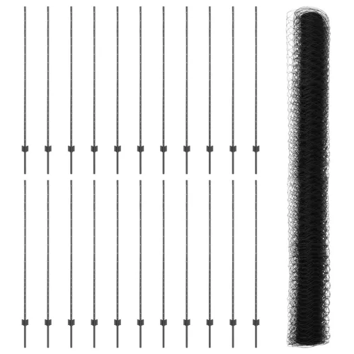  Kerítésoszlop 22 db U-alakú Szürke 160 cm Acél