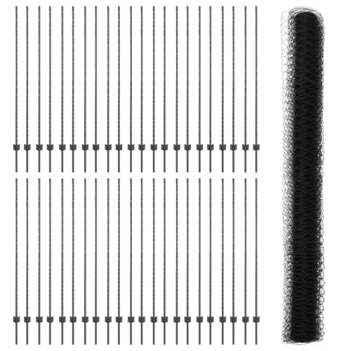  Kerítésoszlopok 22 db U-Channel Szürke 160 cm Acél