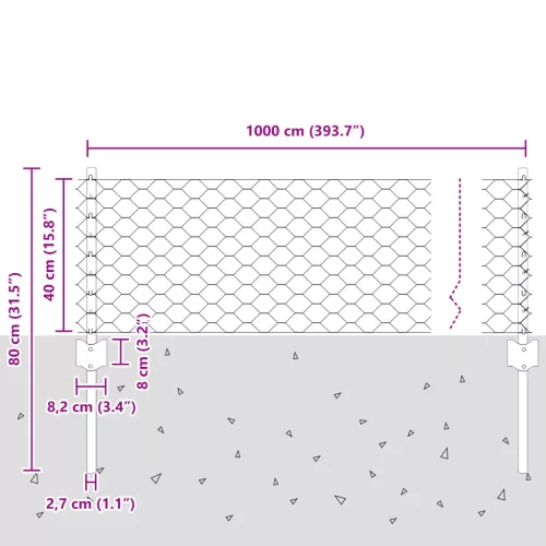  Kerítésoszlopok 5 db U-alakú 40 cm Horganyzott Acél