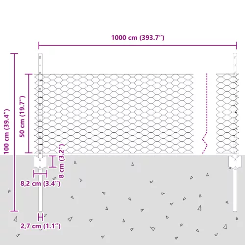 Kerítésoszlop 5 db U-csatorna 60 cm horganyzott acélból