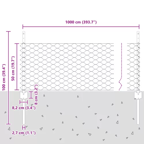  Kerítéstartók 5 db U-csatorna 60 cm Galvanizált acél