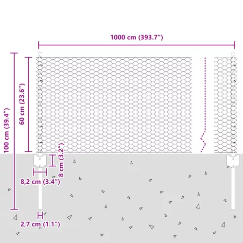  Kerítés Oszlopok 5 db U-csatorna 60 cm Horganyzott acél
