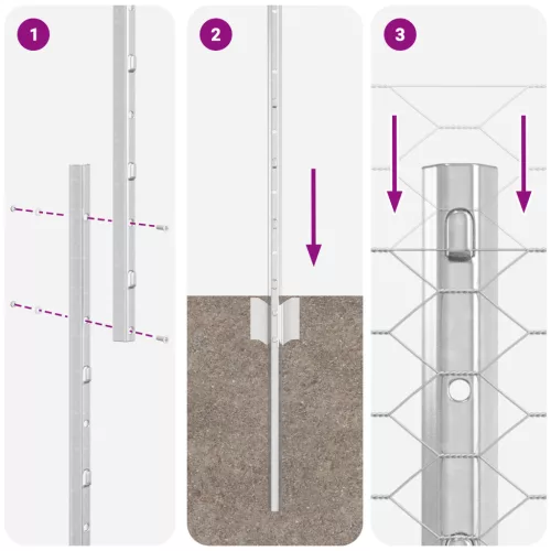  Kerítésoszlopok 10 db U-csatorna 140 cm Horganyzott Acél