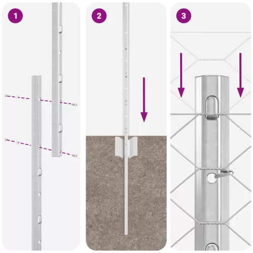  Kerítésoszlopok 10 db U-alakú 160 cm Galvanizált acél