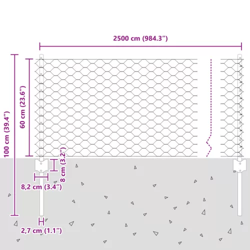  Kerítéselemek 11 db U-csatorna 60 cm Horganyzott Acélból