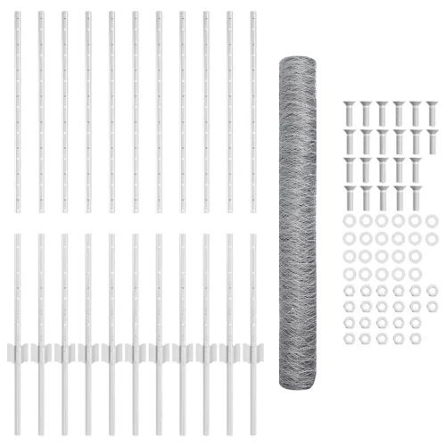  Kerítés oszlopokkal Ezüst 1 x 25 m Acél