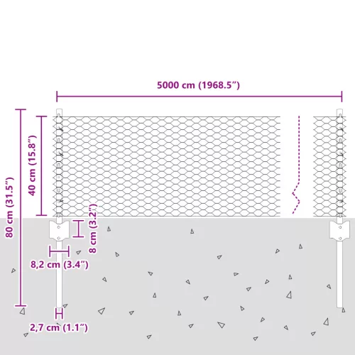  Kerítések 11 db U-alakú 40 cm Galvanizált Acél