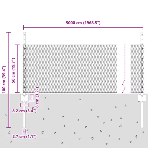  Kerítés Oszlopok 11 db U-Channel 60 cm Galvanizált acél