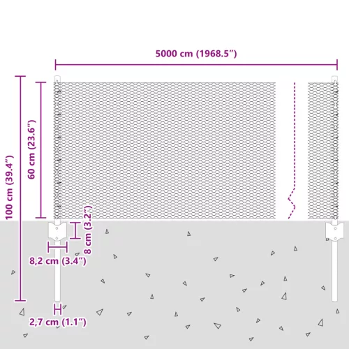  Kerítés Oszlopok 11 db U-Forma 60 cm Horganyzott Acél