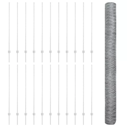 Kerítésoszlopok 22 db U-csatorna 140 cm Galvanizált Acél