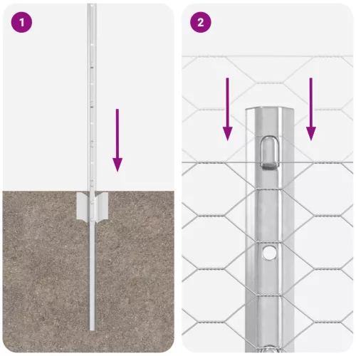  Kerítésoszlopok 11 db U-csatorna 60 cm Horganyzott Acél