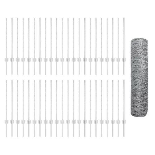  Kerítésoszlopok 11 db U-csatornával 80 cm Horganyzott Acélból