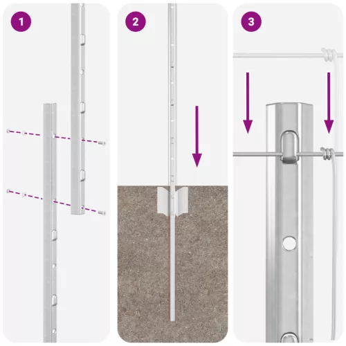  Kerítésoszlopok 22 db U-alakú 140 cm horganyzott acél