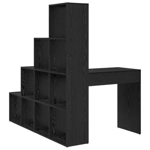  Sarokíróasztal polcokkal tárolóval Musta tammi 101,5 x 149,5 x 149,5 cm