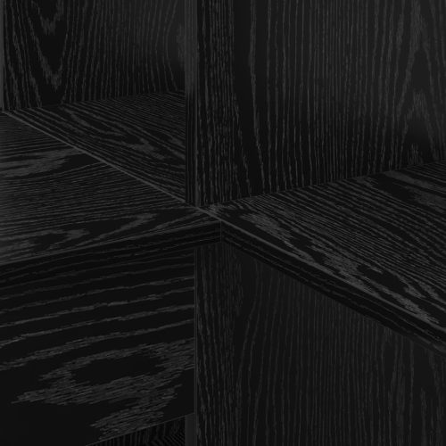  Sarokíróasztal polcokkal tárolóval Musta tammi 101,5 x 149,5 x 149,5 cm