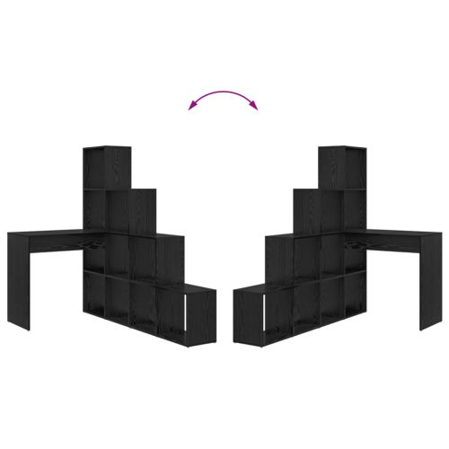  Sarokíróasztal polcokkal tárolóval Musta tammi 101,5 x 149,5 x 149,5 cm