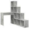  Sarokíróasztal polcokkal tárolóval Beton szürke 101,5 x 149,5 x 149,5 cm