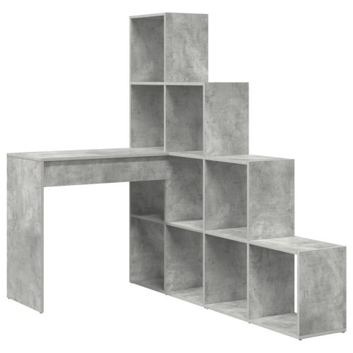  Sarokíróasztal polcokkal tárolóval Beton szürke 101,5 x 149,5 x 149,5 cm