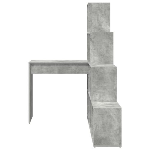  Sarokíróasztal polcokkal tárolóval Beton szürke 101,5 x 149,5 x 149,5 cm