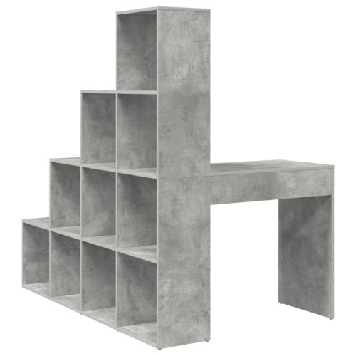  Sarokíróasztal polcokkal tárolóval Beton szürke 101,5 x 149,5 x 149,5 cm